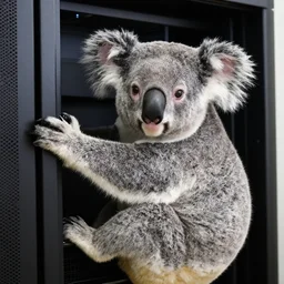 A koala keeping a server running