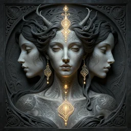 symmetry portrait of lilith, intricate ritualistic tattoos, glowing ceremonial markings, dark, evil, elegant, highly detailed, digital painting, artstation, smooth, sharp focus, illustration, art by nekro borja and greg rutkowski and alphonse mucha, sculpted in zbrush