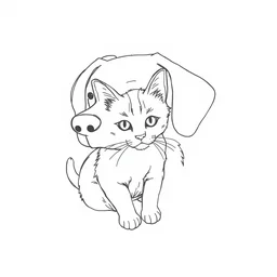 a one line drawing of a cat inside a dog