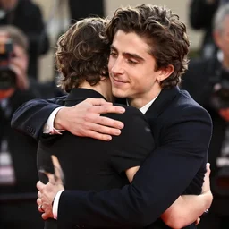 photo of Timothee Chalamet hugging boyfriend Armie Hammer