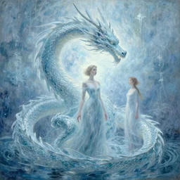 a dragon made of water elegant, ethereal horror fantasy art by greg rutkowski and magali villeneuve and claude monet
