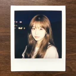 nighttime, watercolor, polaroid, brown hair