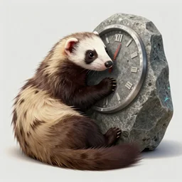 A ferret is cuddling one of the time stone from Avengers, hyperdetailed, artstation, cgsociety, 8k
