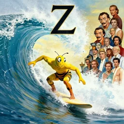 surfing a wave by beeple, greek zeta ζ symbol, artgerm, dali, pennington, stella, mckie, alex grey, bluth, pranckevicius, graaf, chris moore, foglio, masson, aivazosky, lovecraft, despain, bonestell, symbolism surrealism
