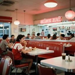 realistic photo of a diner in the 1 9 5 0 s, highly detailed, film noir,