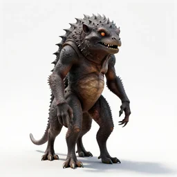 graceful chupacabra, high detail digital art, full body, standing, isolated on a pure white background, centered, whole figure in frame, sharp focus, studio lighting