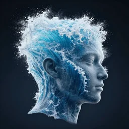 humanoid head becoming waves