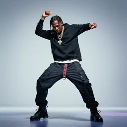 Travis Scott in astroworld doing a fortnite dance