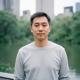 medium shot portrait in new york central park photographed with analog medium format fuji gw 6 9 0, 1 9 6 0 s film street photography, vintage expired colour film photograph, featured on unsplash
