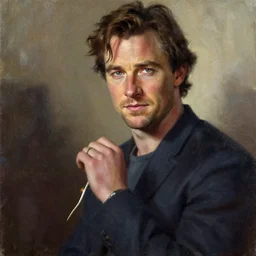herry cavill, attractive male, painting by tsuyoshi nagano