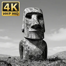 Gigachad as an Easter Island head, trending on artstation, unreal engine, artstationHQ, black and white, 4k, 8k, UHD