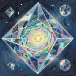 a painting of inside the prism of dreams ; a beyond - dimensional fantasy world, in a screenshot from the science fiction anime series
