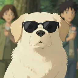 maximalist intimidating dog, sunglasses, trending on pixiv fanbox, painted by makoto shinkai takashi takeuchi studio ghibli, akihiko yoshida, yoshitaka amano, wangechi mutu, clean cel shaded vector art. shutterstock. behance hd by lois van baarle, artgerm, helen huang, rossdraws, illustration