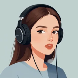 a beautiful portrait illustration of a woman in with headphones by jason brooks, hed kandi, adobe illustrator