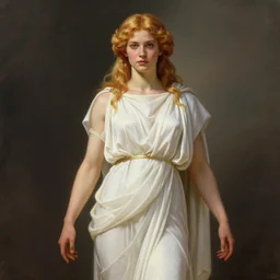 fully clothed cassandra the trojan prophetess, redgold hair, white peplos gown, greek mythology, william adolphe bouguereau, trending on artstation, character art, greek myth digital painting, concept art, smooth, sharp focus, illustration, art by artgerm and greg rutkowski, radiant light,