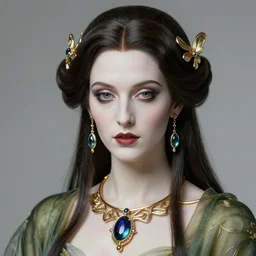 hyperrealistic detailed artnouveau vampire woman portrait sharp - focus as a rene lalique jewelry