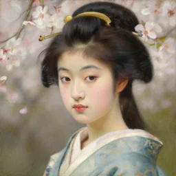 detailed portrait of japanese girl, spring light, painting by gaston bussiere, craig mullins, j. c. leyendecker