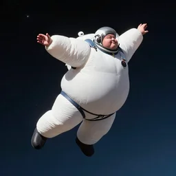 some really obese man taking a leap of faith through space, only for his body to rapidly inflate due to lack oxygen