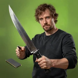 linus torvald holding a knife again nvidia, painting, 8 k, octance render, unreal engine