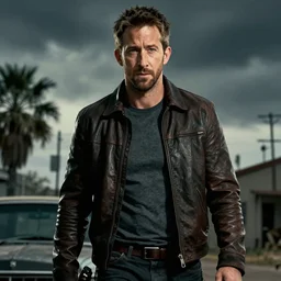 ryan reynolds in the texas chainsaw massacre, horror movie poster, cinematic