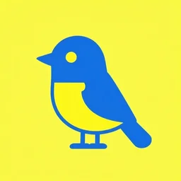 blue and yellow icon of a bird