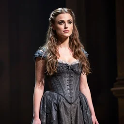 a photograph of Keira Knightley as Miranda from the stage production of The Tempest