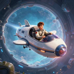 the young crew pilot the dimension hopper van ship through the multiversal portal, digital art, stunning detail