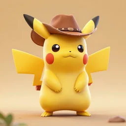 pikachu as a cowboy, 3 d render