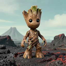 groot made out of lava
