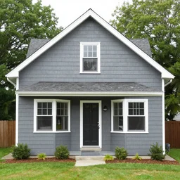 a house with hardee plank painted in agreeable gray