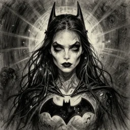 grunge drawing of batman by mrrevenge, corpse bride style, horror-themed, detailed, elegant, intricate