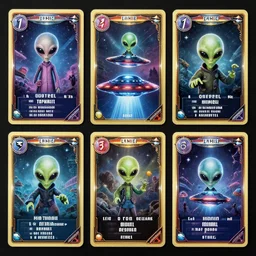 ufo trading cards by an alien