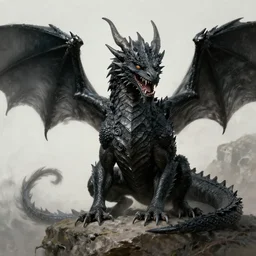 Portrait of a terrible black dragon by Ralph Horsley