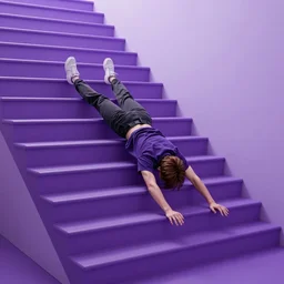 pov your falling down an infinite purple staircase