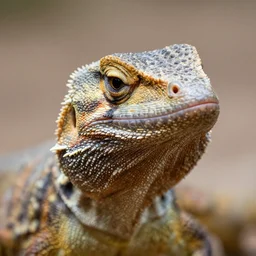 close up of a velociraptor goanna lizard face