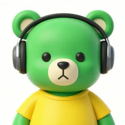 a green humanoid bear with a yellow shirt with headphones looking in front of the camera by inio asano, beeple and james jean, aya takano color style, 8 k, super detailed, night sky, digital art, digital painting, celestial, majestic, colorful, front