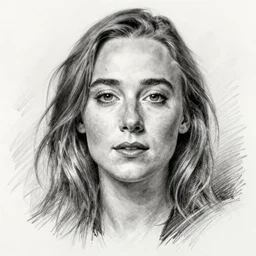 Saoirse Ronan portrait, pencil sketch, graphite on paper