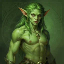 portrait of alexandra daddario as a goblin, d & d, muscular! green, fantasy, intricate, elegant, highly detailed, digital painting, artstation, concept art, smooth, sharp focus, illustration, art by artgerm and greg rutkowski and alphonse mucha