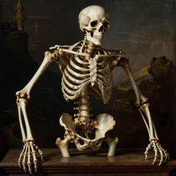 skeleton bone biomecha frame from Prometheus movie by giger in Caravaggio style