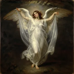 angel emerging from veil of darkness by herbert james draper, sir lawrence alma - tadema, john william godward. oil painting on wood. 1 8 9 6