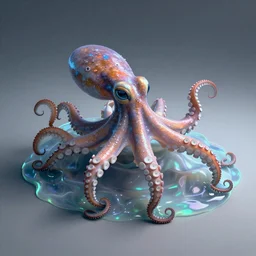 an octopus swimming through iridiscent slime, 3d render, hyperrealistic, dynamic shadows, 4k