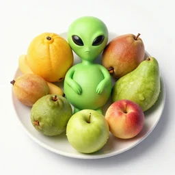 A plate of various alien fruits