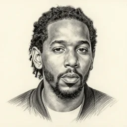 pencil sketch of Kendrick Lamar portrait, hyperrealistic, detailed