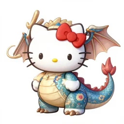 a hello kitty dragon, concept art, well detailed, illustration, digital art, trending on artstation