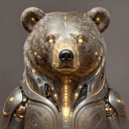 symmetry!! portrait of cyborg bear, glowing lights!! intricate, elegant, highly detailed, digital painting, artstation, concept art, smooth, sharp focus, illustration, art by artgerm and greg rutkowski and alphonse mucha
