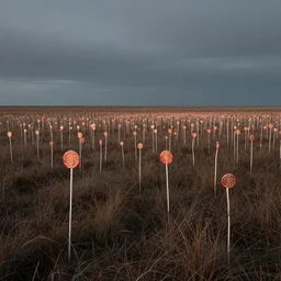 beautiful landscape of desolate lollipop swamps, trending on artstation, octane, moody lighting