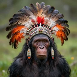 award winning photograph of neanderthal with beautiful feather headdress, vivid color, f 1. 8, cannon, nikon, national geographic