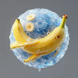 voxel ice planet, octane render, intricate detail, water swirl, drip, 3ds max, photorealistic, banana swirl, warm colors, 4k, hd