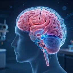 a scientist mapping out human consciousness into its constituent mental organs, digital art