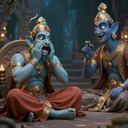 picture of two genie one is panting and the other is observing